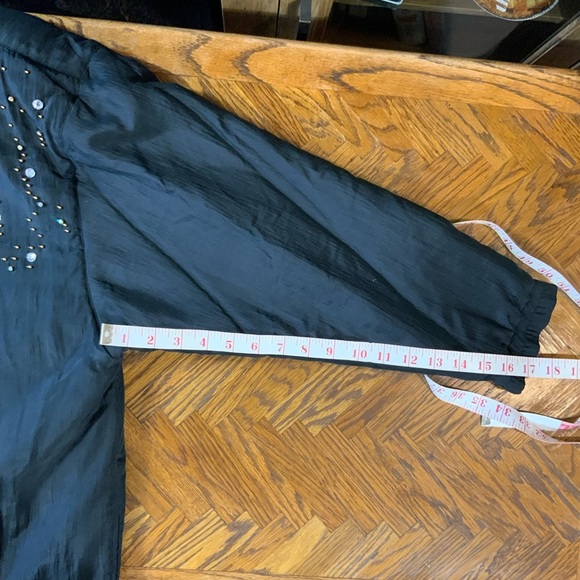 VINTAGE Adam Douglass 100% silk 80’s 90’s oversized embellished black jacket L - Picture 11 of 13